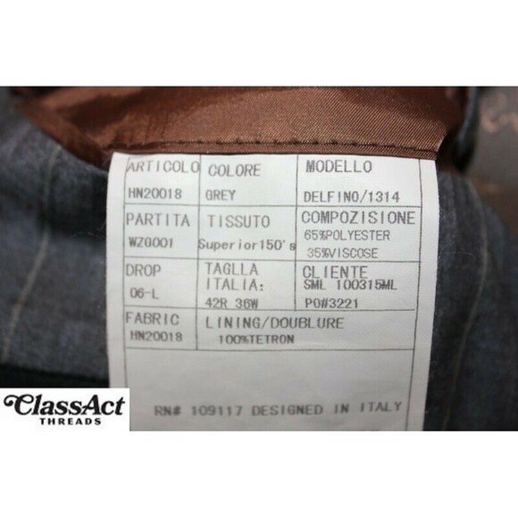 Mecca 2 Piece Suit Mens Gray Striped Peak 2 Button 42R Pleated Fronts 38" Waist - Picture 9 of 13